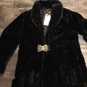 Fashion black fur coat size medium